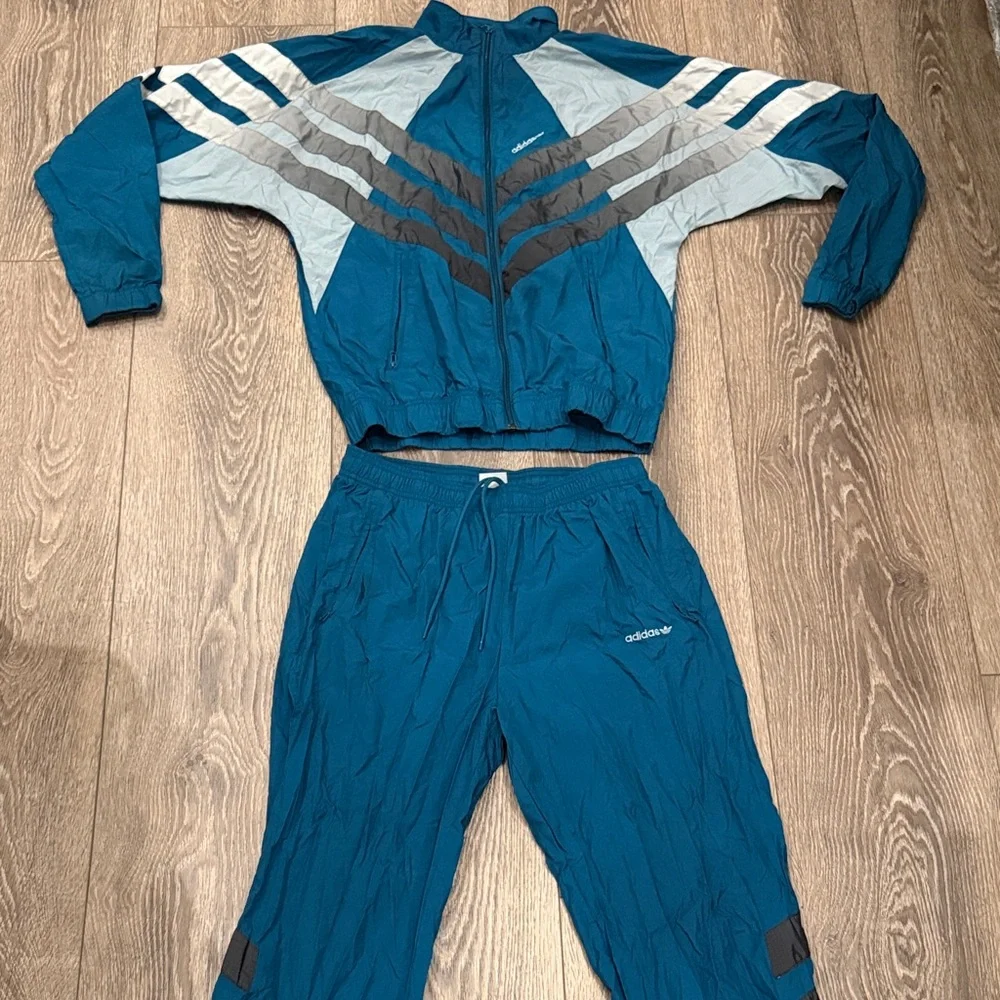 Adidas Blue and Gray Tracksuit 90’s Vintage - Picture 1 of 7